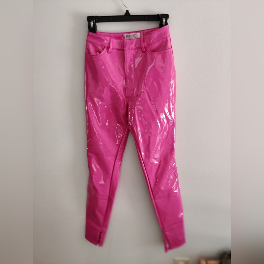 Barbiecore Bright Pink Pleather Leggings